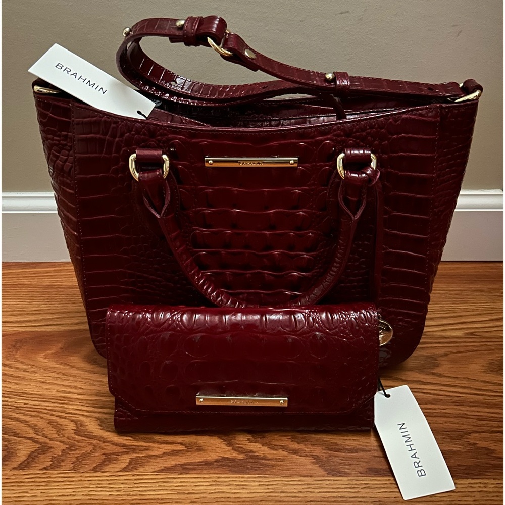 Brahmin Lena Chianti Melbourne with Checkbook Wallet, NWT
